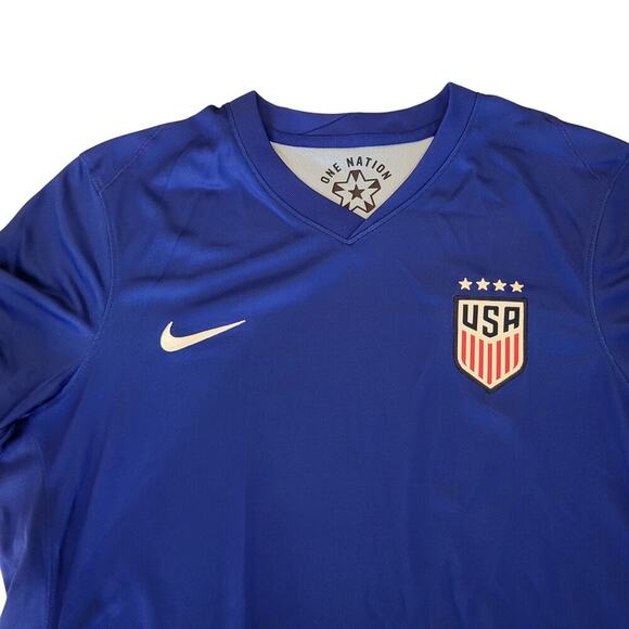 Nike USA 2024 Home Soccer Jersey Womens Large Blue Red Dri Fit Wicking Stretch - Picture 3 of 9